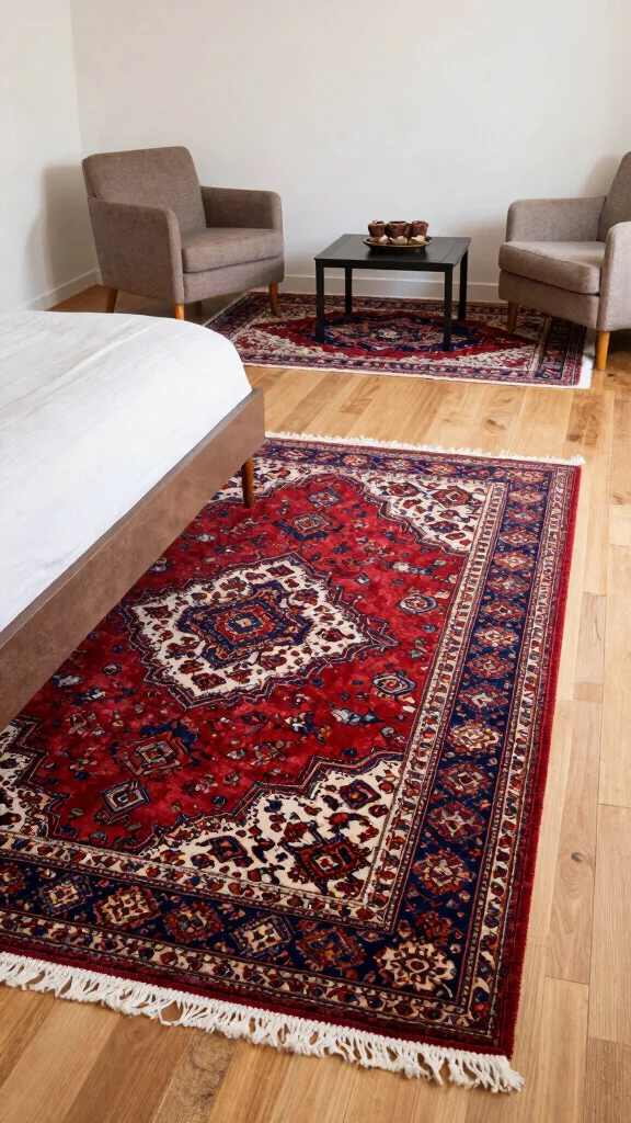 12 Persian Rug Bedroom Ideas for a Warm and Luxurious Retreat - 8. Using Rugs to Define Spaces 1