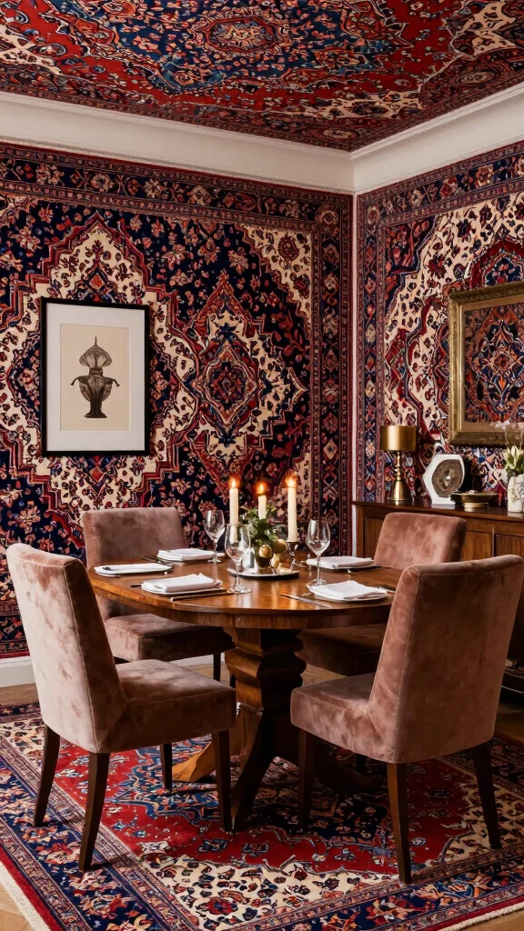 12 Persian Rug Wallpaper Ideas for a Rich and Timeless Vintage Aesthetic - 12. Timeless Elegance with Classic Patterns 1