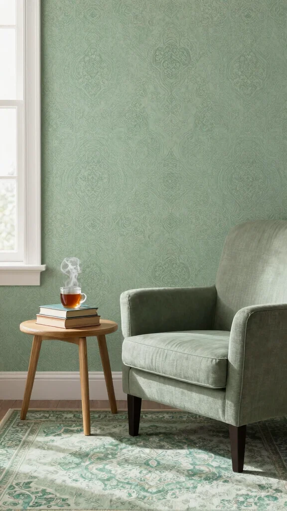 12 Persian Rug Wallpaper Ideas for a Rich and Timeless Vintage Aesthetic - 2. Subtle Elegance with Tone-on-Tone Textures 1