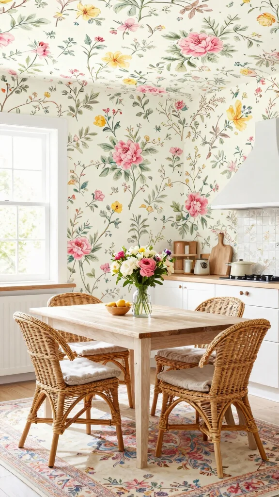 12 Persian Rug Wallpaper Ideas for a Rich and Timeless Vintage Aesthetic - 6. Classic Appeal with Floral Motifs 1