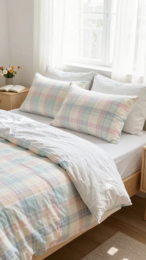 12 Plaid Pillow Covers Ideas for a Classic and Cozy Decor Touch - 2. Soft Pastel Plaid 1
