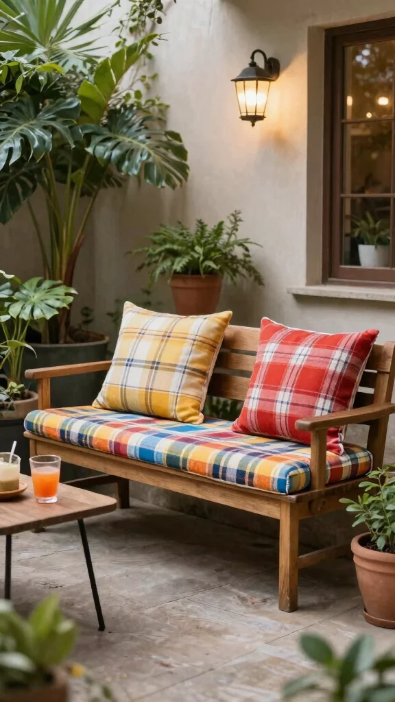 12 Plaid Pillow Covers Ideas for a Classic and Cozy Decor Touch - 9. Plaid for Outdoor Spaces 1