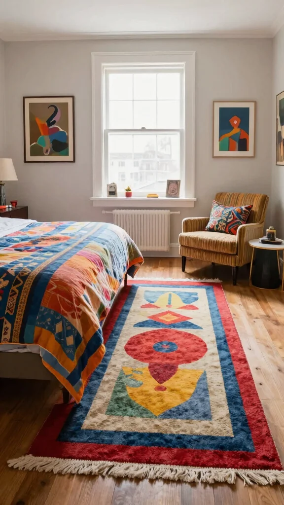 12 Rug Under Bed Placement Ideas for a More Balanced Bedroom Layout - 3. Off-Center Placement for Unique Style 1