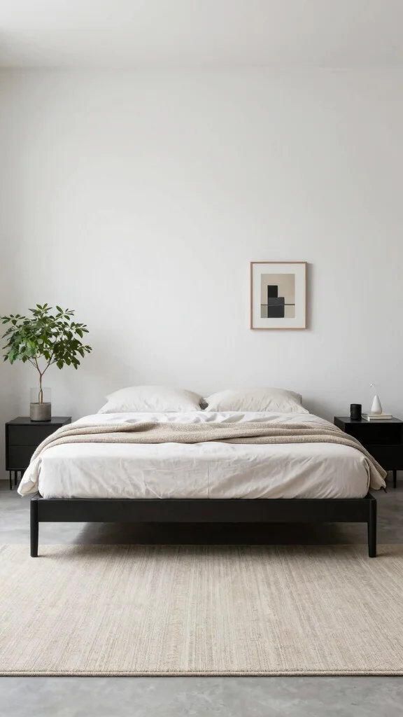 12 Rug Under Bed Placement Ideas for a More Balanced Bedroom Layout - 4. Minimalist Approach for Clean Lines 1