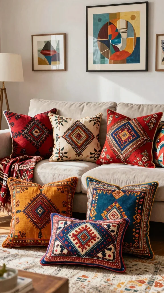 12 Throw Pillow Covers Ideas for an Easy Living Room Refresh - 11. Cultural Inspirations 1