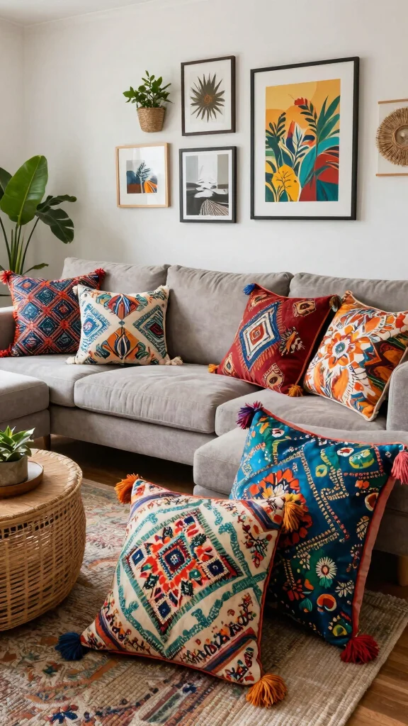 12 Throw Pillow Covers Ideas for an Easy Living Room Refresh - 4. Embrace Bohemian Prints 1