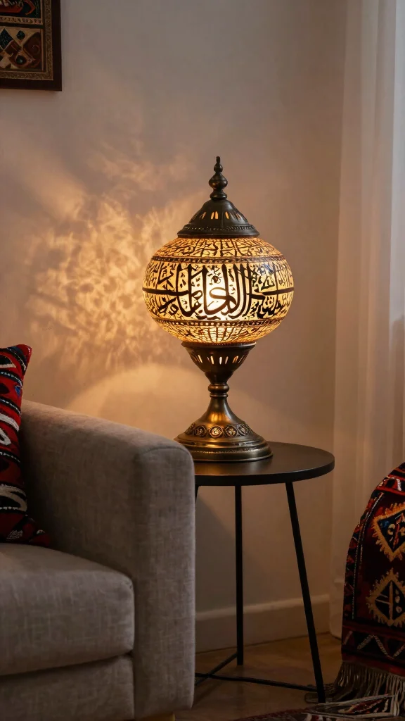 12 Turkish Lamp Design Ideas for a Warm and Exotic Home Accent - 10. Lighted Arabic Calligraphy 1