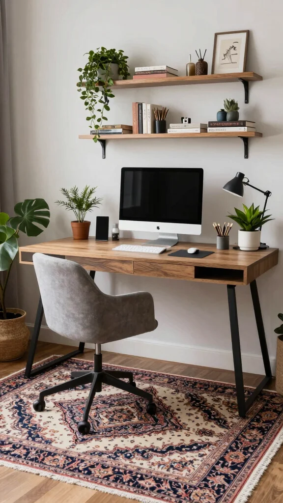 12 Vintage Persian Rug Ideas for Timeless Texture and Old-World Charm - 10. Transformative Home Office 1