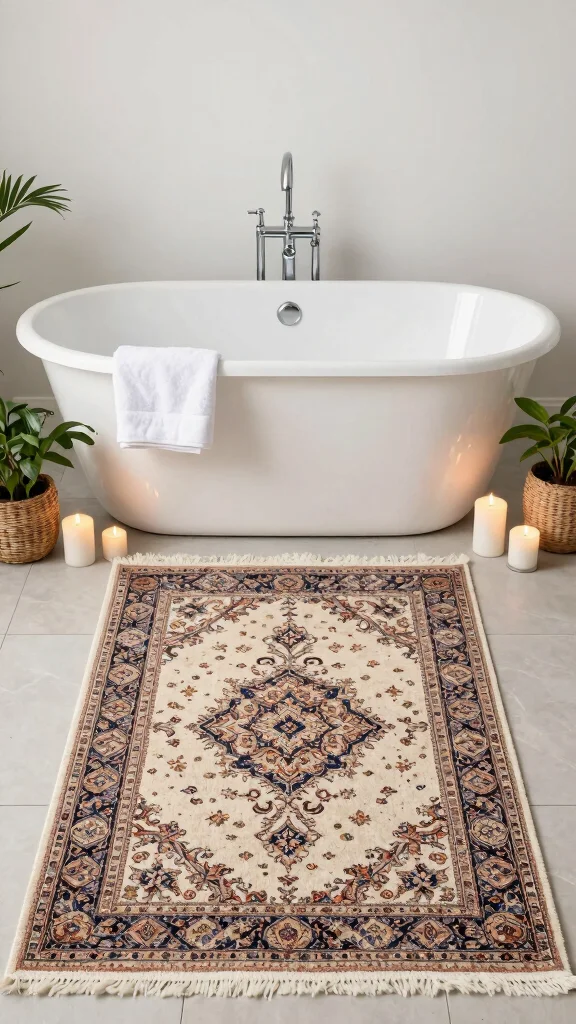 12 Vintage Persian Rug Ideas for Timeless Texture and Old-World Charm - 11. Whimsical Bathroom Designs 1