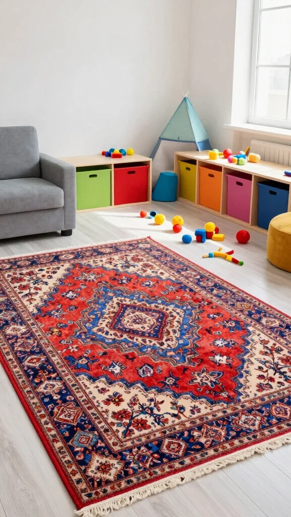 12 Vintage Persian Rug Ideas for Timeless Texture and Old-World Charm - 12. Kid's Playroom Fun 1