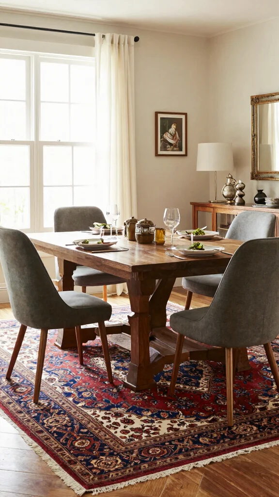 12 Vintage Persian Rug Ideas for Timeless Texture and Old-World Charm - 5. Dining Room Elegance 1