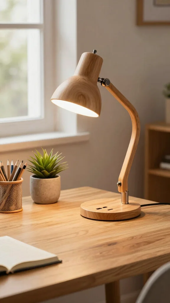 12 Wooden Lamp Ideas for Rustic, Modern, and Handmade Spaces - 10. Multi-Functional Wooden Desk Lamp 1