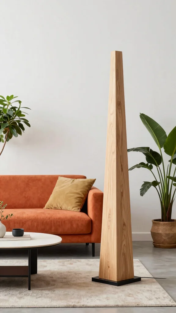 12 Wooden Lamp Ideas for Rustic, Modern, and Handmade Spaces - 9. Geometric Wooden Floor Lamp 1