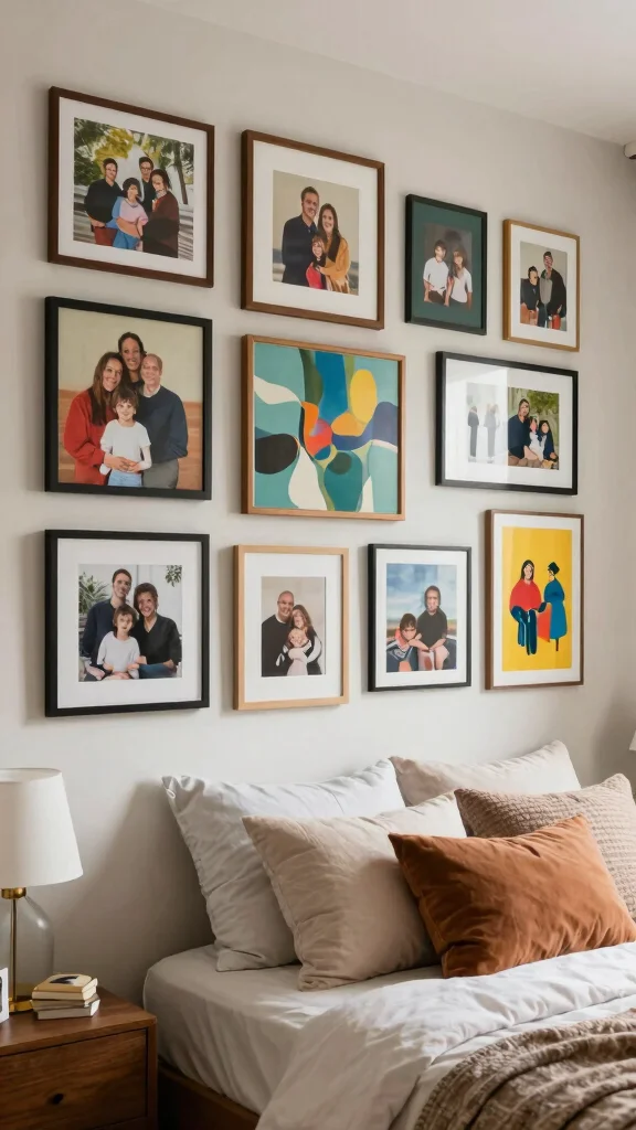 13 Bedroom Wall Art Ideas to Add Warmth, Style, and Visual Interest - 10. Gallery Wall: A Personal Art Collection 1