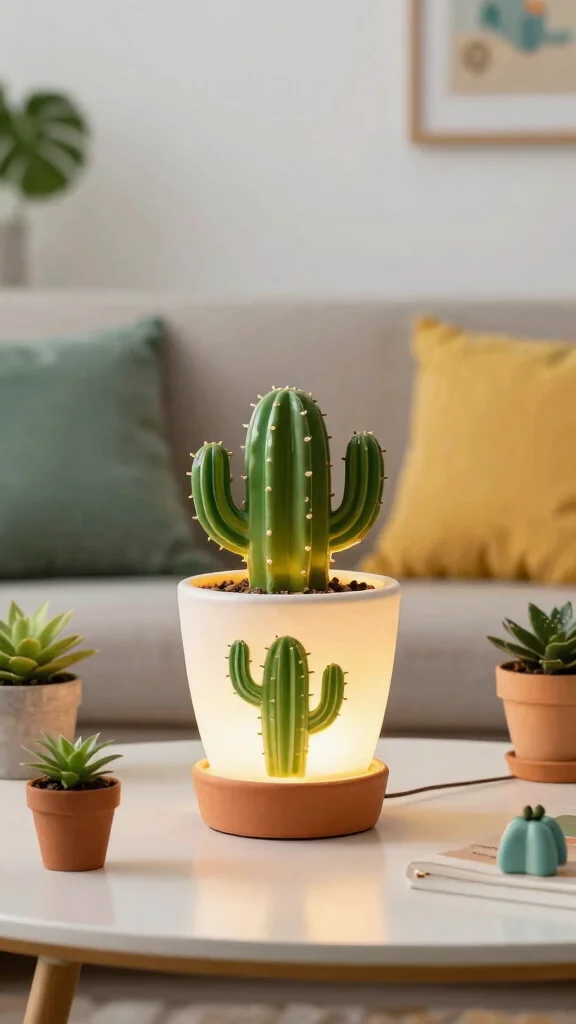 13 DIY Lamp Ideas to Create Unique Lighting for Every Room - 11. Creative Cactus Lamp 1