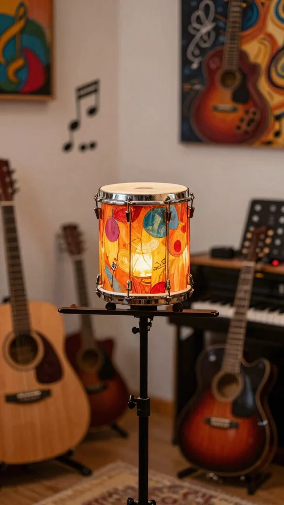 13 DIY Lamp Ideas to Create Unique Lighting for Every Room - 12. Upcycled Drum Lamp 1