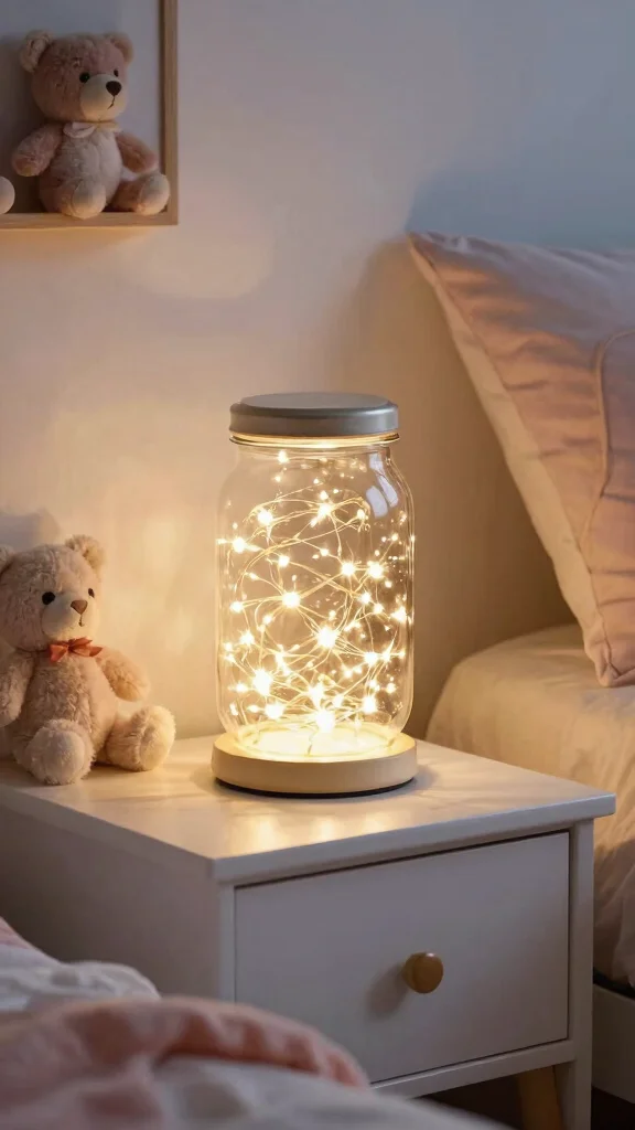 13 DIY Lamp Ideas to Create Unique Lighting for Every Room - 5. Whimsical Fairy Light Jar Lamp 1
