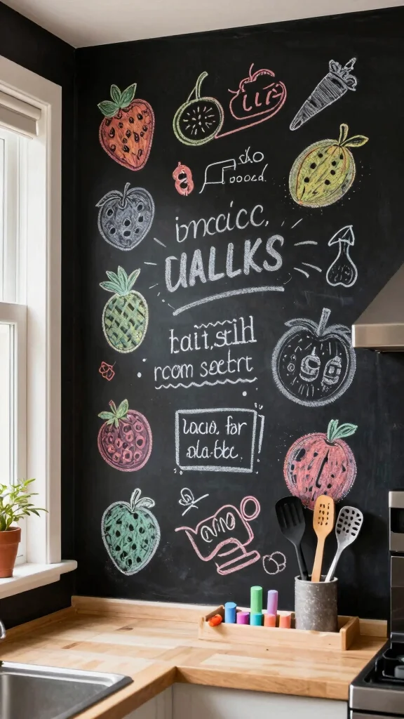 13 Kitchen Decor Wall Art Creative Ideas for a More Charming Cooking Space - 12. Playful Chalkboard Walls 1