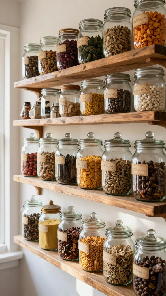 13 Kitchen Decor Wall Art Creative Ideas for a More Charming Cooking Space - 13. Vintage Glass Jar Collection 1