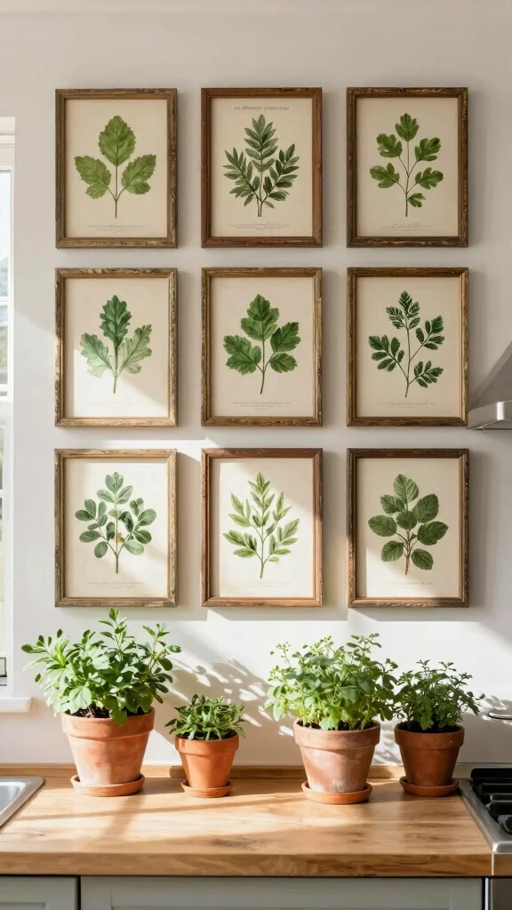 13 Kitchen Decor Wall Art Creative Ideas for a More Charming Cooking Space - 2. Vintage Botanical Prints 1
