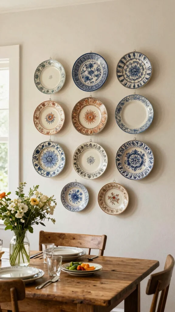 13 Kitchen Decor Wall Art Creative Ideas for a More Charming Cooking Space - 9. Charming Plate Displays 1