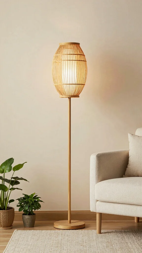 13 Living Room Lamp Ideas to Make Your Space Feel Warm and Inviting - 2. Bamboo Floor Lamps 1