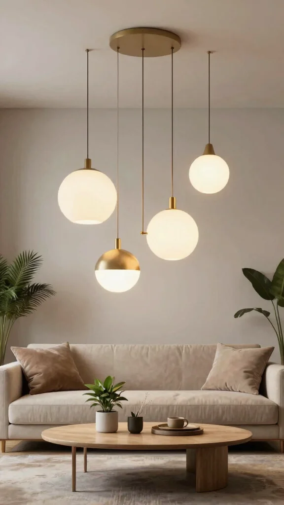 13 Living Room Lamp Ideas to Make Your Space Feel Warm and Inviting - 7. Hanging Pendant Lights 1