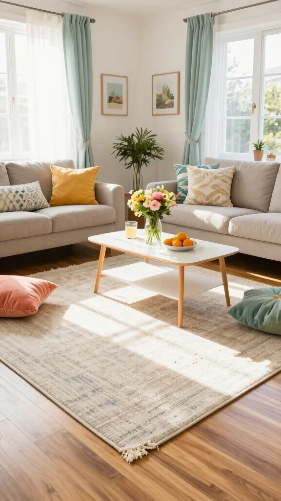 13 Living Room Rug Inspiration Ideas to Refresh Your Space with Comfort and Style - 11. Transitioning Seasons: Switching Up Your Rugs 1