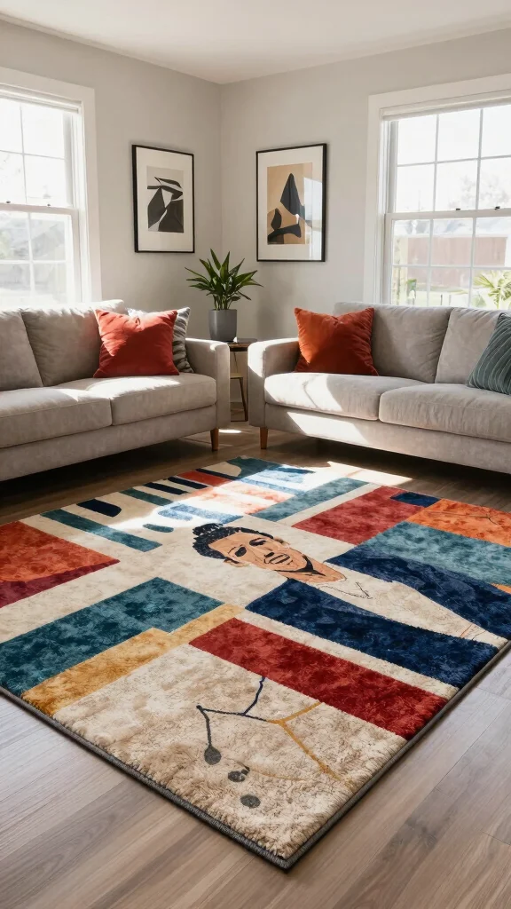 13 Living Room Rug Inspiration Ideas to Refresh Your Space with Comfort and Style - 13. Customizable Rugs: Create Your Own Design 1