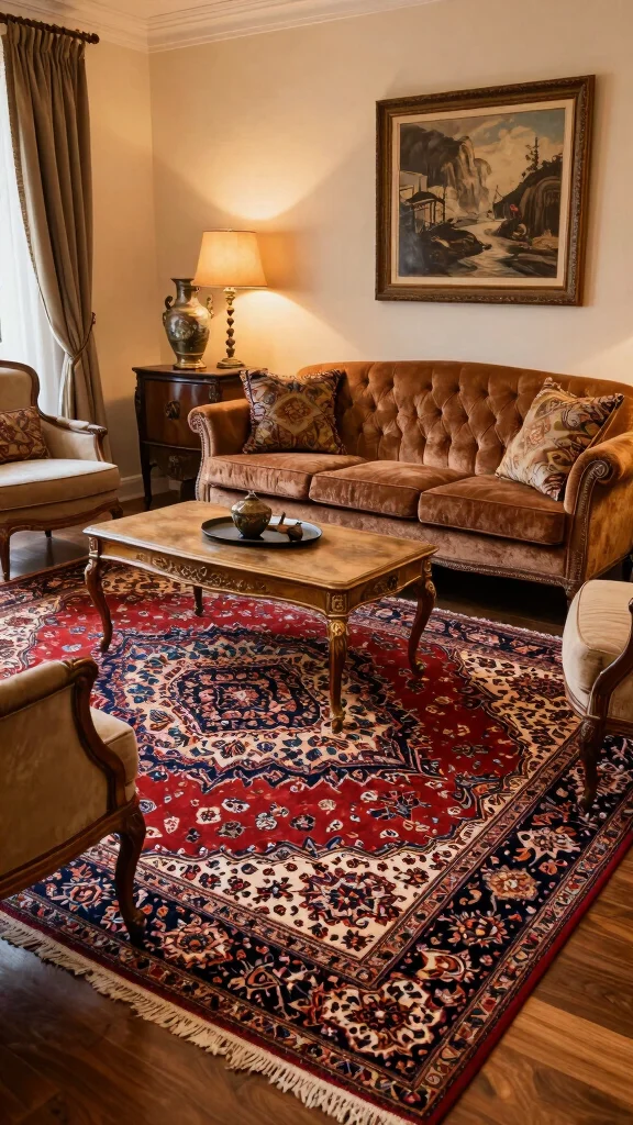 13 Living Room Rug Inspiration Ideas to Refresh Your Space with Comfort and Style - 4. Vintage Charm with Persian Rugs 1