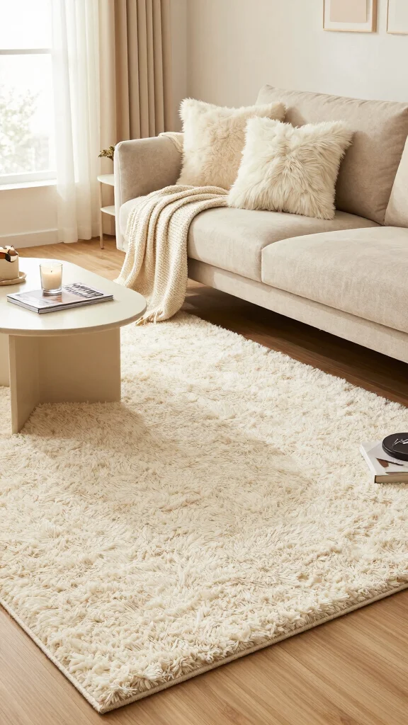 13 Living Room Rug Inspiration Ideas to Refresh Your Space with Comfort and Style - 7. Chic Shag Rugs for Ultimate Comfort 1