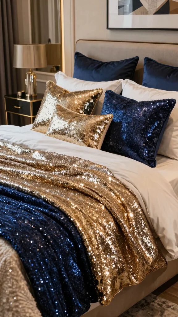 13 Pillow Case Design Ideas to Refresh Your Bedroom with Style - 11. Shimmering Sequins 1