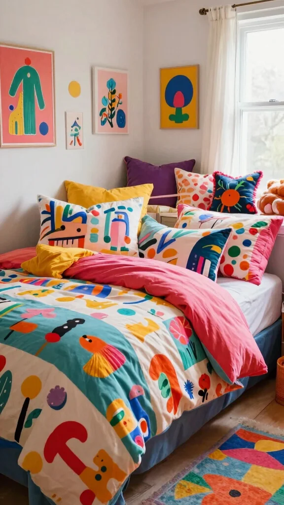 13 Pillow Case Design Ideas to Refresh Your Bedroom with Style - 12. Whimsical Patterns 1