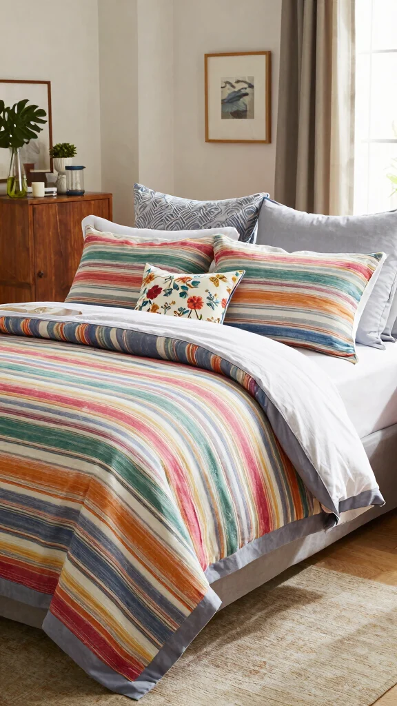 13 Pillow Case Design Ideas to Refresh Your Bedroom with Style - 5. Boho Stripes 1