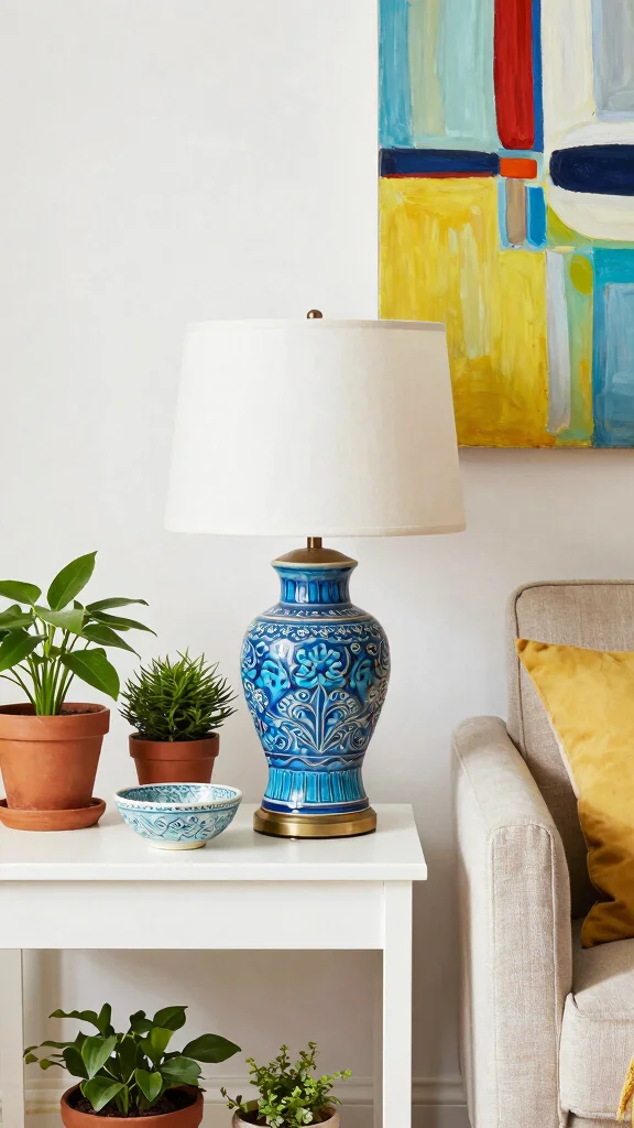 13 Table Lamp Ideas to Upgrade Any Room with Soft and Stylish Light - 6. Colorful Ceramic Lamps 1