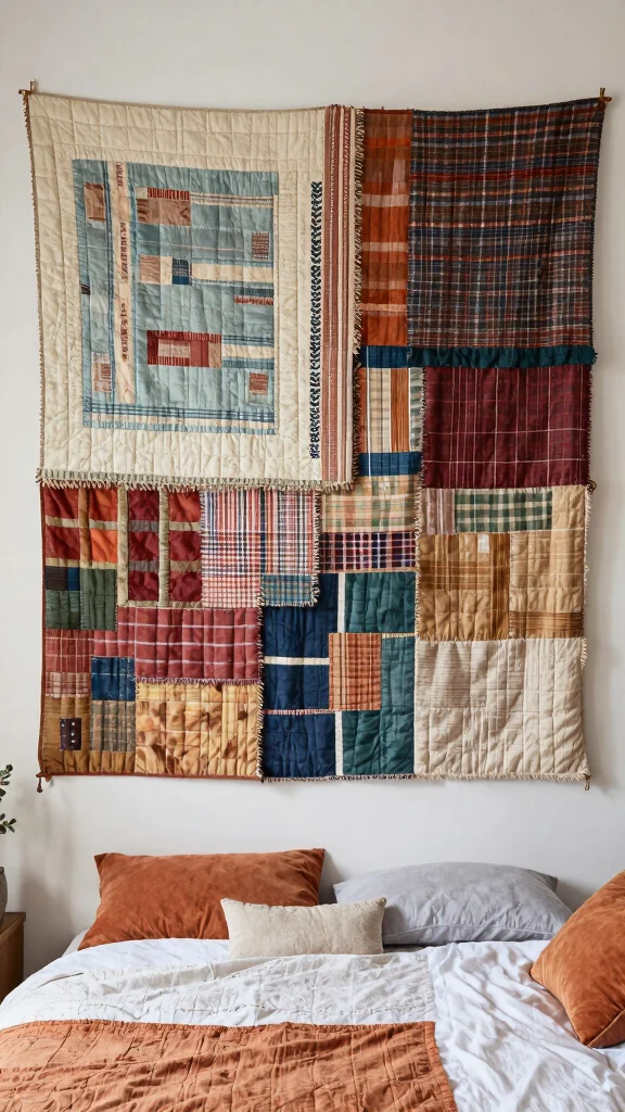 13 Wall Art for Bedroom Ideas to Create a Cozy and Beautiful Retreat - 13. Layered Textiles 1