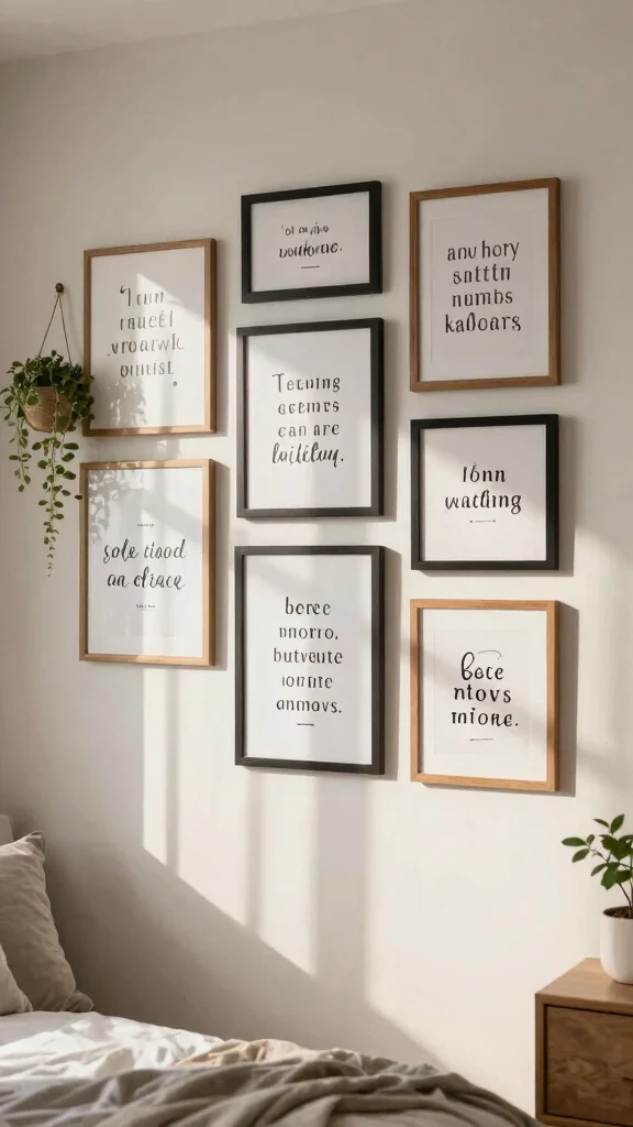 13 Wall Art for Bedroom Ideas to Create a Cozy and Beautiful Retreat - 6. Framed Quotes and Sayings 1