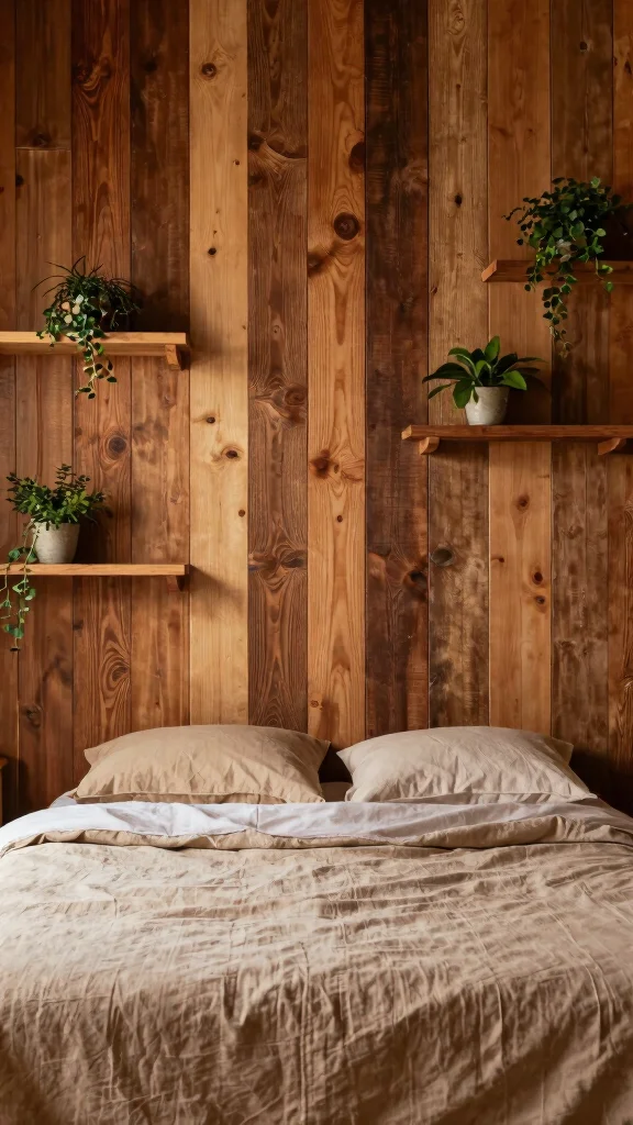 13 Wall Art for Bedroom Ideas to Create a Cozy and Beautiful Retreat - 7. Bohemian Style Wall Planks 1