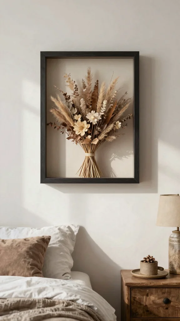 13 Wall Art for Bedroom Ideas to Create a Cozy and Beautiful Retreat - 9. Dried Floral Arrangements 1