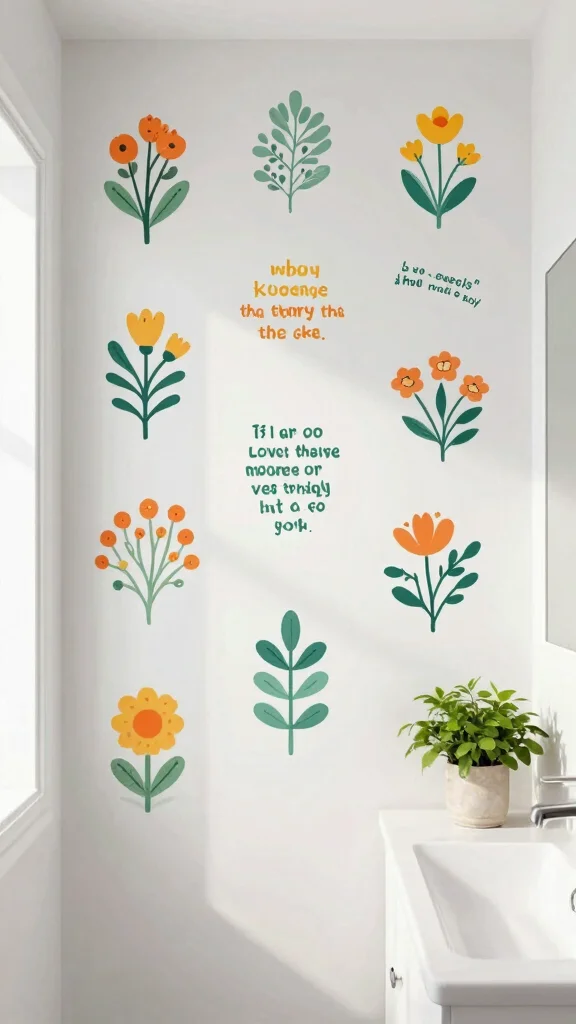 14 Bathroom Wall Art Ideas to Add Personality Without a Full Makeover - 10. Eco-Conscious Wall Stickers 1