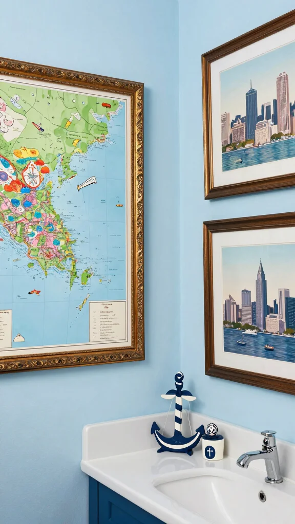 14 Bathroom Wall Art Ideas to Add Personality Without a Full Makeover - 12. Colorful Bathroom Maps 1