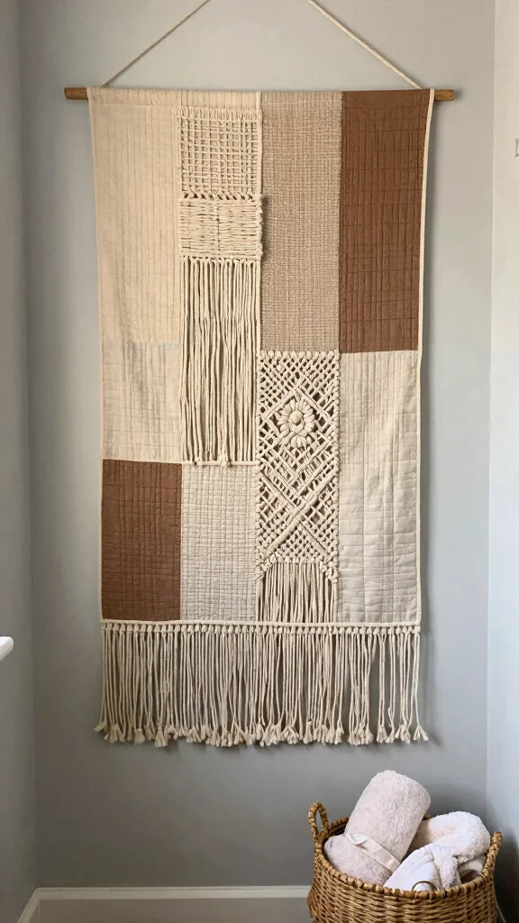 14 Bathroom Wall Art Ideas to Add Personality Without a Full Makeover - 3. DIY Fabric Wall Hangings 1