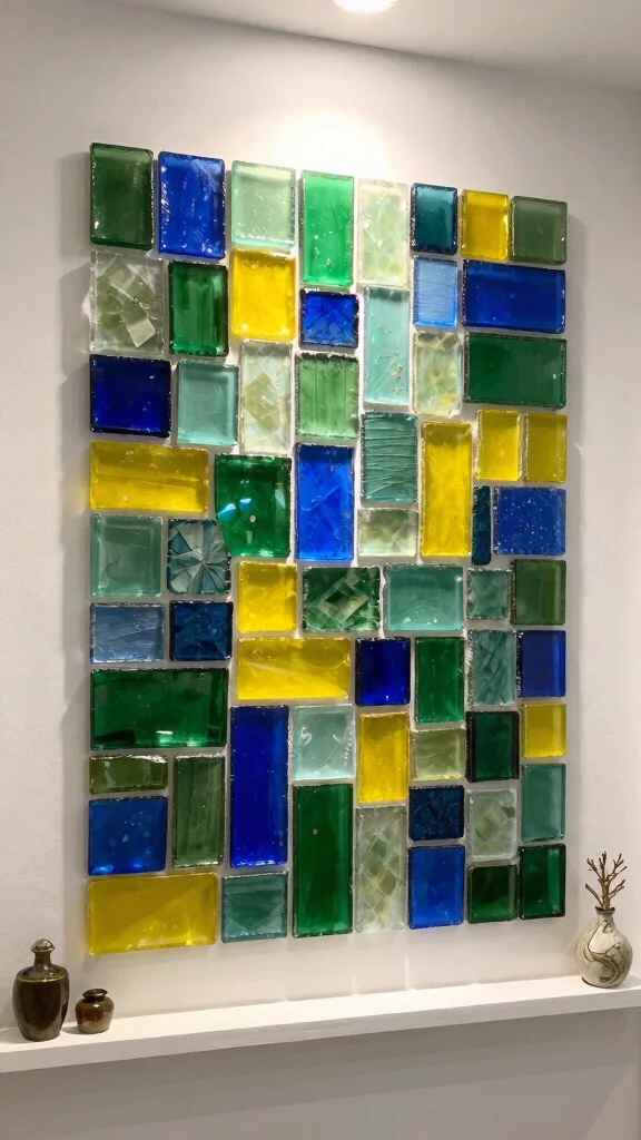 14 Bathroom Wall Art Ideas to Add Personality Without a Full Makeover - 5. Recycled Glass Art 1