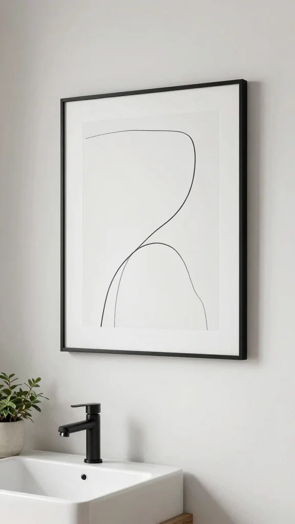 14 Bathroom Wall Art Ideas to Add Personality Without a Full Makeover - 7. Minimalist Line Art 1