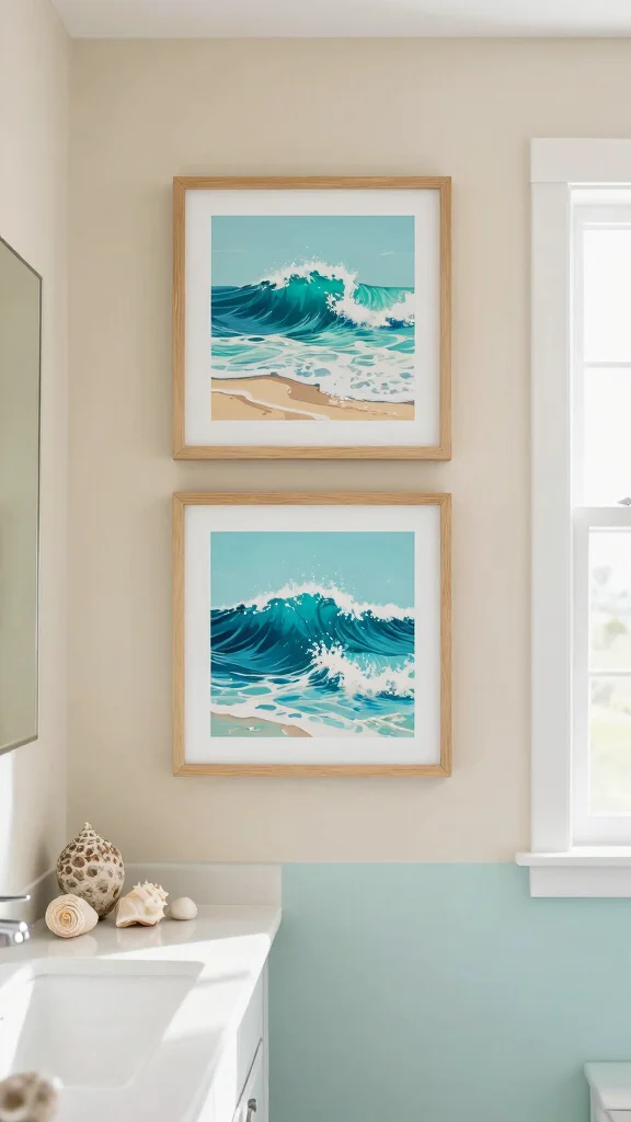 14 Bathroom Wall Art Ideas to Add Personality Without a Full Makeover - 8. Ocean-Inspired Art 1