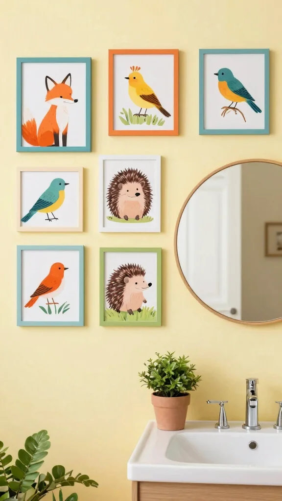 14 Bathroom Wall Art Ideas to Add Personality Without a Full Makeover - 9. Whimsical Animal Art 1