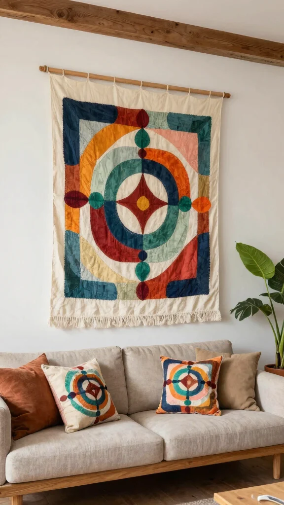 15 Wall Art Concepts to Refresh Any Room with Style and Personality - 6. Fabric Wall Hangings 1