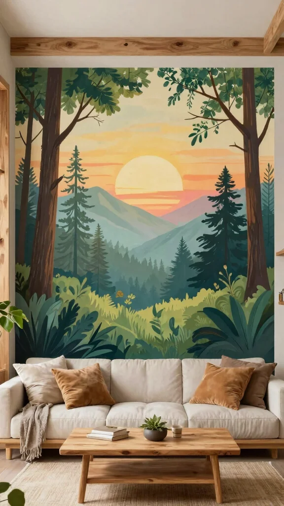15 Wall Art Concepts to Refresh Any Room with Style and Personality - 8. Nature-Inspired Murals 1